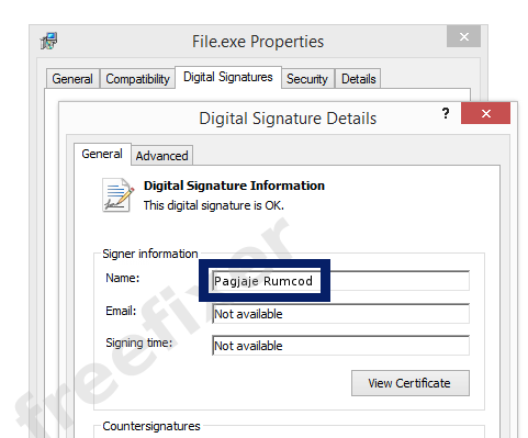 Screenshot of the Pagjaje Rumcod certificate